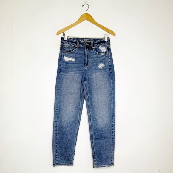 American Eagle Mom Straight Jeans Size 4 Regular Stretch - Picture 1 of 8